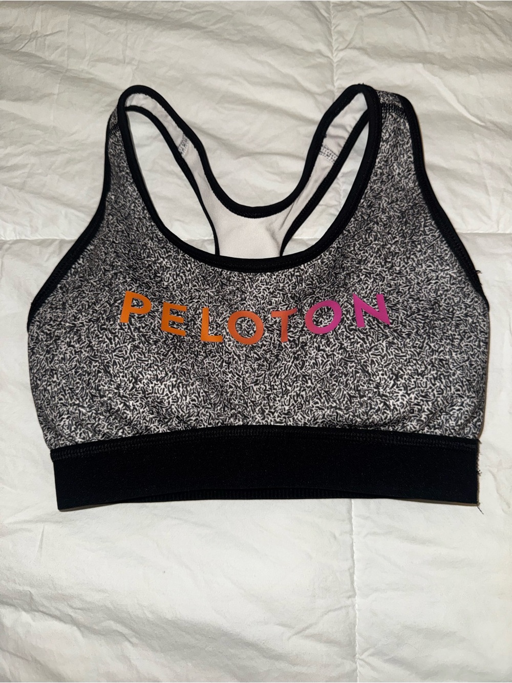 Peloton Gray & Black Marled Logo Sports Bra Size- XXS